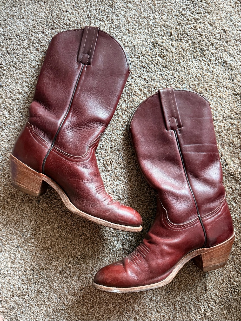 FRYE Vintage Red Brown Leather Western Cowboy Boots Festival Westerncore 8 - Picture 5 of 10